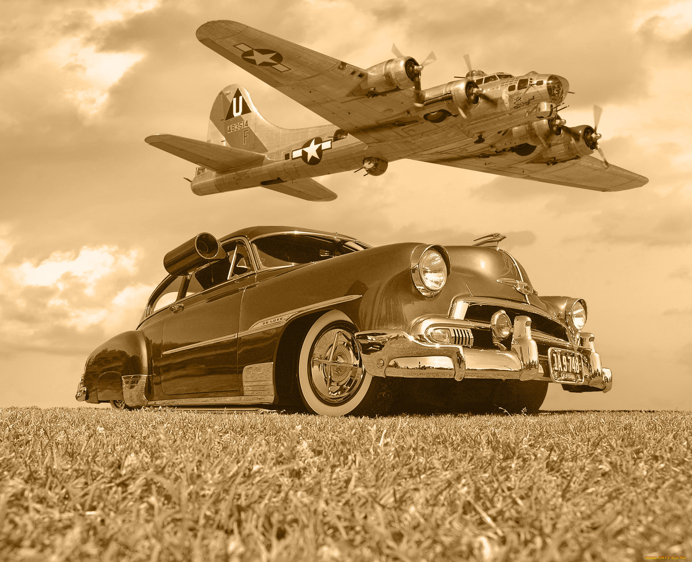 , chevrolet, , flying, fortress, boeing, b-17